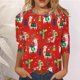 thumbnail image 2 of Tops Navideños Para Mujer Blusas Moda Impreso Camiseta Suelta 3 4 Mangas Cuello Redondo Casual Odeerbi  ODB191455, 2 of 4