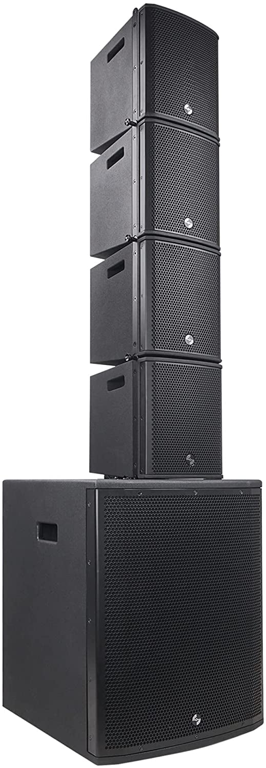 Sound Town ZETHUS Series Line Array Speaker System with One 15" Subwoofer, Four Compact 6 x 3 Line Array Speakers, Black (ZETHUS-M115SM3X4)