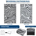 thumbnail image 6 of Hasoo 10' x 14' Gray/White Outdoor Rug for Patio Decor Waterproof Plastic Straw Modern Geometric Carpet PP Tube Woven Portable Camping Mat for Picnic Balcony, 6 of 7