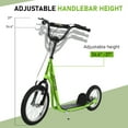 thumbnail image 3 of Aosom Teens Youth Kick Scooter Adjustable Handlebar Ride On Toy For 5+ w/ Front and Rear Dual Brakes Inflatable Wheels, Green, 3 of 9