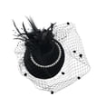 thumbnail image 1 of XASZHN Vintage Wedding Fascinator Hat with Netting Feathers Headpiece for Ladies Events Black_003 One Size, 1 of 2