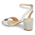 thumbnail image 3 of Lauren Lorraine Jamie Sandal Silver Low Block Heel Open Toe Formal Dress Pumps (Bright Silver, 7.5), 3 of 6