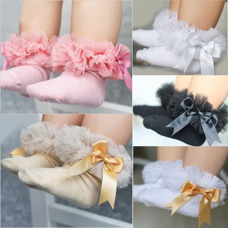 Infant Girls Lace Short Ankle Socks Frilly Ruffle Cotton Princess Socks Hosiery 