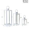 thumbnail image 2 of Allgala 3-PC Set Jumbo Luxury Modern Indoor/Outdoor Hurricane Candle Lantern Set With Chrome Plated Structure and Tempered Glass-Cuboid White-HD88015, 2 of 4