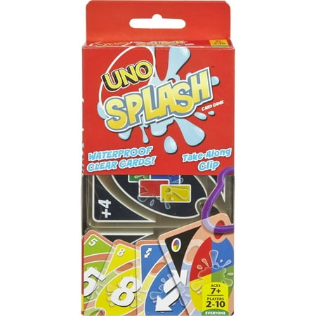 UNO Splash Card Game for Outdoor Camping, Travel and Family Night With Water-Resistent Cards