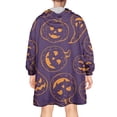 thumbnail image 2 of Wearable Oversized Blanket,Halloween Orange Pumpkins on Purple Wearable Blanket Hoodie for Adults,Cozy Hooded Blankets with Super Pockets,Super Warm Fuzzy Pullover for Women & Men, 2 of 6