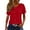czb# Red9, variant on CUZIBR Women Casual Shirt Solid Color Hollow Out Jacquard Short Sleeve Button V-Neckt Shirt Soft Basic Tee Trendy Spring Summer Comfort Fit Breathable Elegant Tops Casual Top Blouse,Pink,L
