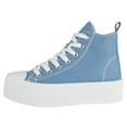 thumbnail image 2 of TOP MODA Women High Top Platform Sneakers Canvas Lace-Up Fashion Shoes Flatform Thick Sole Casual Streetwear Trainers SHERRY-1 Canvas Blue Denim 7, 2 of 5