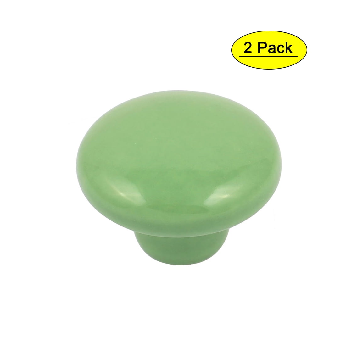 Cabinet Wardrobe Drawer Door Round Ceramic Knobs Pull Green 33mm Dia 2pcs