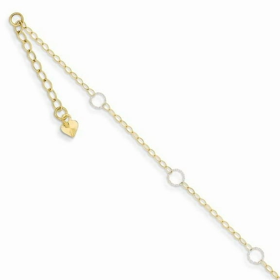 Primal Gold 14 Karat Two-Tone Circle 9-inch Plus 1-inch Extension Anklet