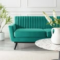 thumbnail image 7 of Tufted Loveseat Sofa, Velvet, Teal Blue, Modern Contemporary Urban Design, Living Lounge Room Hotel Lobby Hospitality, 7 of 7