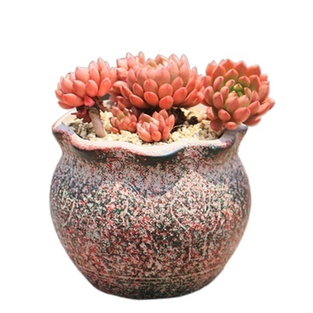 Macetas vintage antiguas con encaje, pequeñas macetas de cerámica gruesa, plantas suculentas, cultivo de plantas verdes, maceteros simples, adornos de escritorio for el hogar