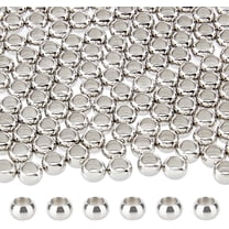 1Box 200Pcs Round Loose Beads Ball Spacer Beads Stainless Steel European Beads Large Hole Beads 3mm Smooth Surface Beads Loose Spacer Beads for DIY Bracelets Jewelry Making