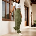 thumbnail image 2 of RUTAYY Women's Cargo Pants Solid Color Stretch Casual with Zipper Pocket Daily Wear Comfortable Breathable Elegant Chic Trousers, 2 of 6