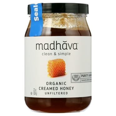 Madhava Organic Unfiltered Creamed Honey, Shelf-Stable, 22oz Jar