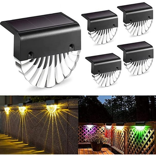 RV Luces solares para luces de jardín al aire libre, impermeables con energía solar para decoración de jardín, 4 luces LED de jardín para patio y escaleras, 2 modos LED de color cálido/cambio de color, luces de paisaje brillar Electrónica