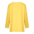 thumbnail image 5 of YWDJ Graphic Tees for Women Trendy Women's Casual V-Neck Long Sleeve Solid Loose Shirt Blouse Tops Yellow M, 5 of 8