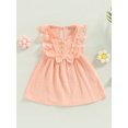 thumbnail image 2 of xiaxaixu Robe de Bébé Fille, Sans Manches Col Rond Dentelle Patchwork Bowknot Robe d'Été A-Ligne, 2 of 9