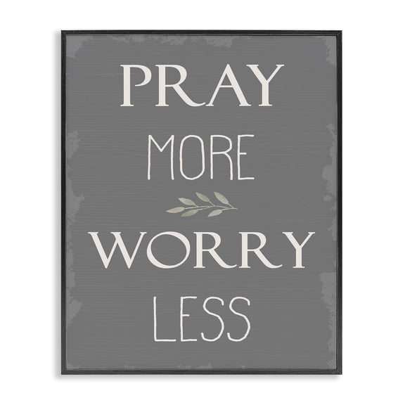 Stupell Industries Traditional Pray More Worry Less Grey Black Framed Giclee Art, 11 x 14, by Lil' Rue