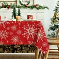 thumbnail image 3 of Christmas Tablecloth 60×84 Inch Rectangular, Simple Snow Stick Figure Red Washable Table Cover for Party Picnic Dinner Decor, 3 of 6