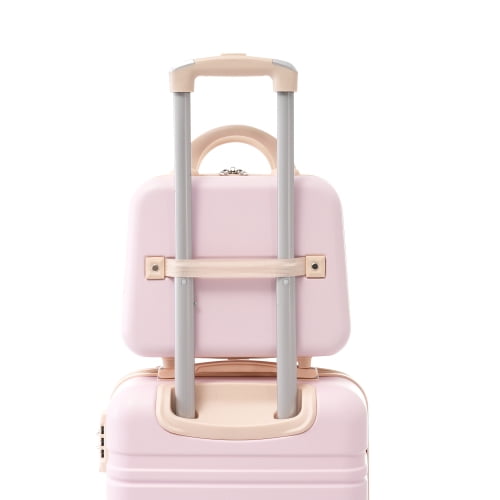 ACE-Travel,20"24"28" Luggages Sets and 12" Cosmetic Case(4PCS),Expandable 25%,with TSA Lock,Spinner Wheels,Telescopic Handle,Wrapped Corner,Durable,Lightweight,Hardshell(ABS) Suitcase Sets(Light Pink)