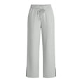 thumbnail image 5 of Womens Wide Leg Sweatpants Cotton Line Elastic High Waisted Side Slits Drawstring Baggy Lightweight Pants with Pockets Athletic Joggers Trousers, 5 of 10