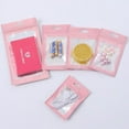 thumbnail image 4 of 50pcs Plastic Matte Pink Aluminum Foil Zip Lock Packaging Bag Jewelry Necklace Storage Pouch Small Sachets Food Sample Bags Pink 50pcs 8X13cm, 4 of 6