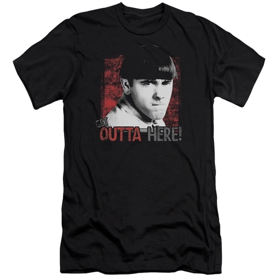 Three Stooges Get Outta Here Premium Canvas Adult Slim Fit 30/1 T-Shirt Black