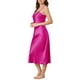 thumbnail image 4 of INSPIRAR CHIC Vestidos de Noche Largos de Satén para Mujeres con Escote en V y Tirantes de Espagueti, Pijamas de Seda, Vestido L, Rosa Fucsia, 4 of 6