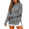 thumbnail image 5 of Enjoytime Hoodies for Women Long Sleeve Solid Color Side Slit Sweatshirt Fall Winter Soft Casual Pullover Hoodie, 5 of 6