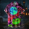 thumbnail image 2 of LIIPEE Halloween Graphic Shirt For Men Short Sleeve Turn Down Collar Button Up Shirts Male Comfortable Breathable Party Tops,XXXXL, 2 of 5