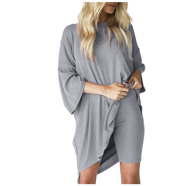 jovatis Ensembles Deux Pièces pour Femmes Ensemble Chemise à Col Rond Manches Longues + Pantalon