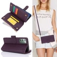 thumbnail image 3 of Crossbody for Samsung Galaxy Note 20 Case Wallet【RFID Blocking】with Card Slots Zipper Pocket, PU Leather Magnetic Flip Stand Wrist Strap Lanyard Wallet Case for Galaxy Note 20, Purple, 3 of 11