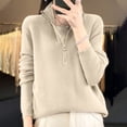 thumbnail image 2 of HAiming Womens Long Sleeve Quarter Zip Pullover Sweaters Casual Loose Solid Color V Neck Ribbed Knit Jumper Tops, 2 of 3