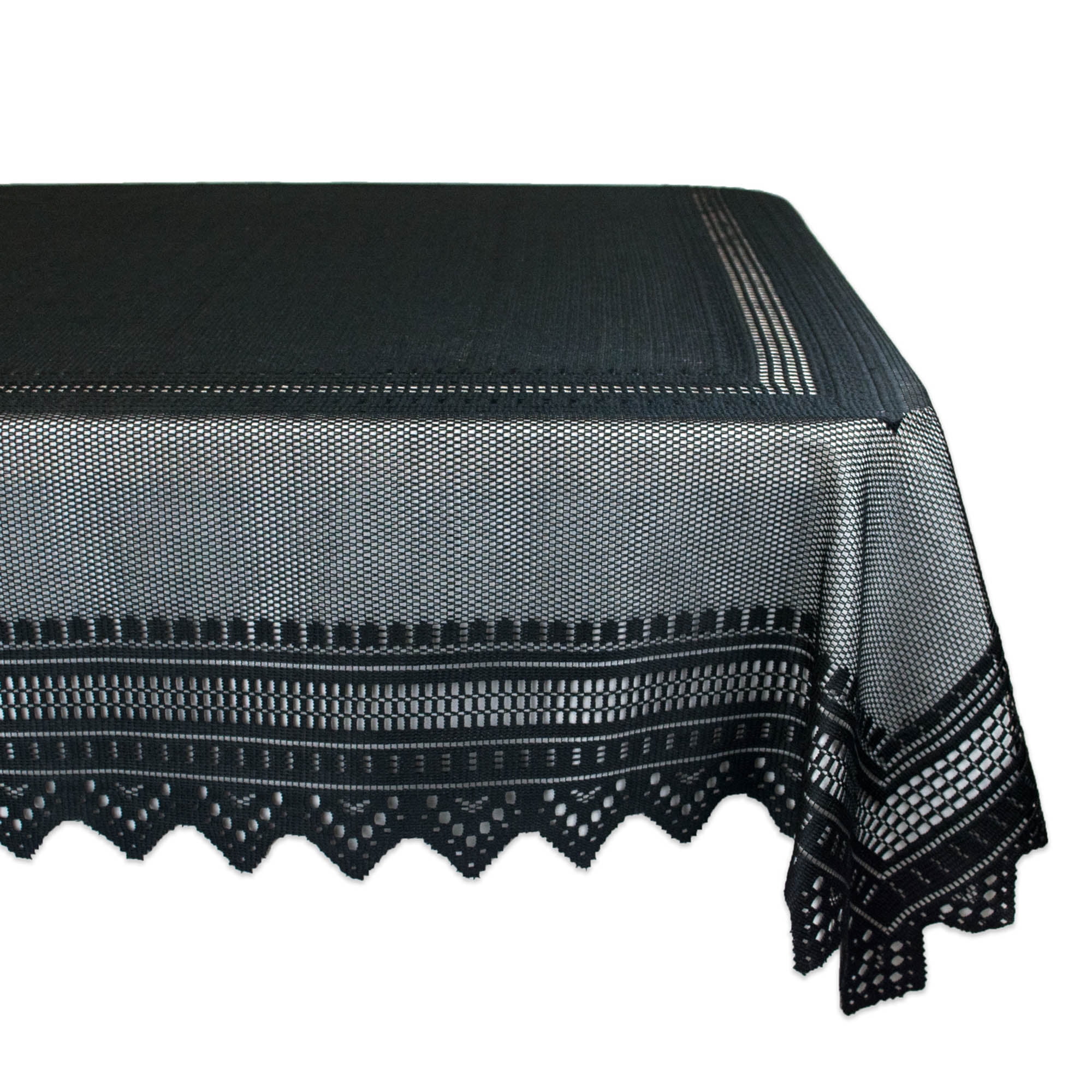 90" Black and Gray Nordic Lace Rectangular Tablecloth