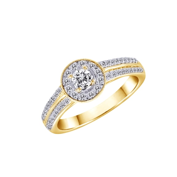 AFFY White Natural Diamond Promise Ring In 10k Yellow Gold (0.5 Cttw)