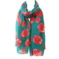thumbnail image 5 of Wrapables® Lightweight Poppy Floral Print Long Scarf, Teal, 5 of 6