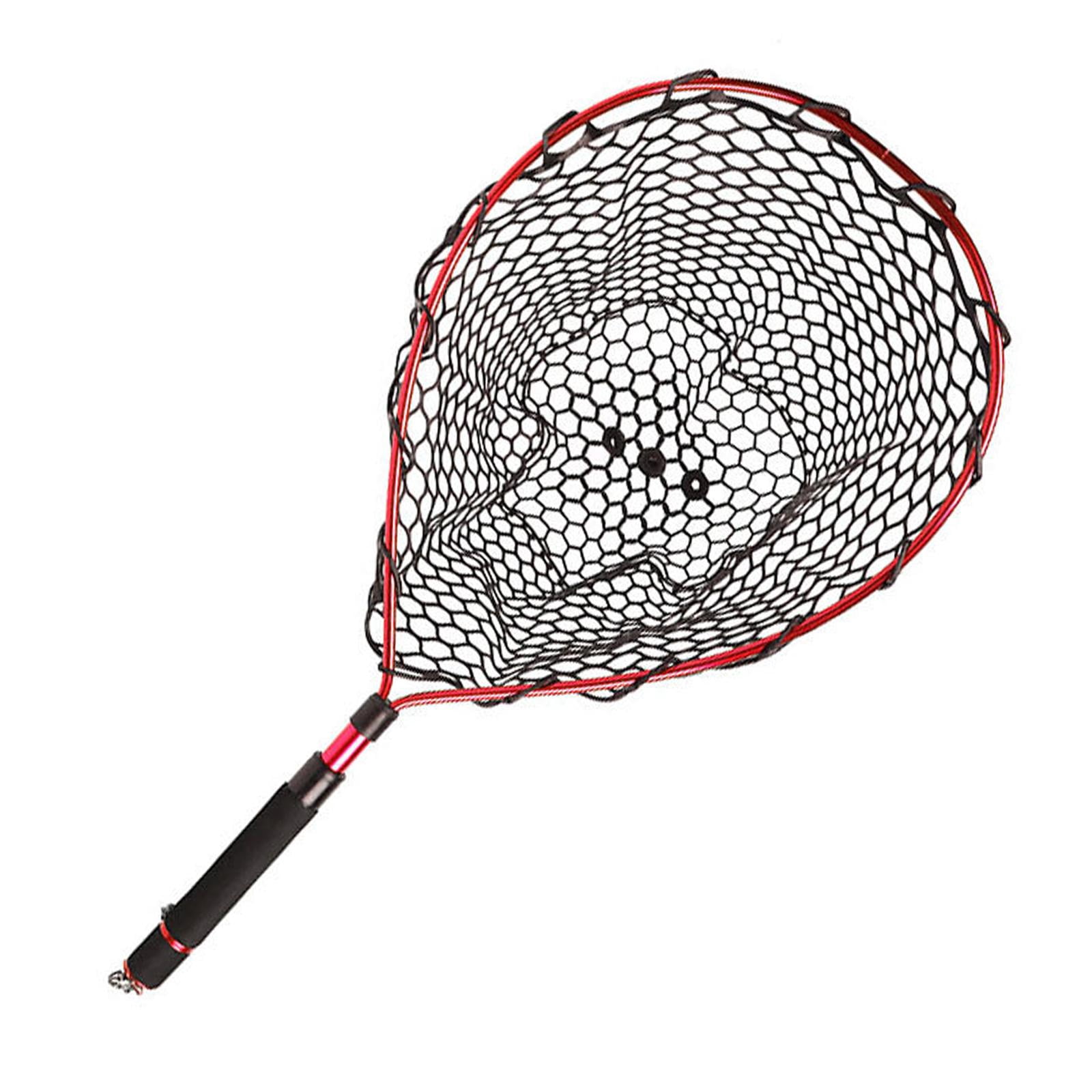 figatia Fishing Landing Net Extendable EVA Handle Fishing Net for Bass Prawns Salmon Red
