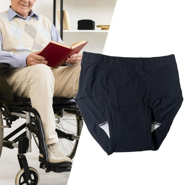 Calzoncillos de incontinencia para hombre reutilizables impermeables lavables durante la noche ropa interior panal para incontinencia ancianos XL negro BLESIY Pantalones de panales para hombres Walmar...