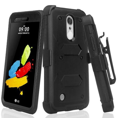LG Risio 3 Case,LG Aristo 2/LG Tribute Dynasty/LG Zone 4/LG Fortune 2/LG Rebel 3 LTE [Shock Proof] Heavy Duty Belt Clip Holster, Full Body Coverage [Built in Screen Protector] -