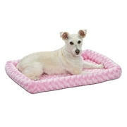 Angle View: 30L- Inch Pink Dog Bed or Cat Bed w/ Comfortable Bolster | Ideal for Medium Dog Breeds & Fits a 30-Inch Dog Crate | Easy Maintenance Machine Wash & Dry | 1-Year Warranty