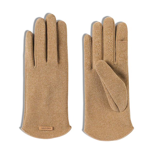 Guantes TANGJMXG cálidos de otoño e invierno para mujer a prueba de viento felpa gruesa caqui