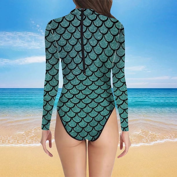 WILLBEST Traje de Baño Mujer 2 Piezas Elegante Traje de Baño con Estampado de Escamas de Pescado para Mujer Combinación de Moda y Comodidad 1723