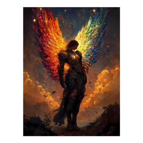 Diamond Art Kit for Adults, Rainbow Winged Angelic Figure Diamond Painting for Adults Beginners, DIY Diamond Art Painting Kits, 5D Diamond Painting Crafts for Home Decor 12x16 Frameless
