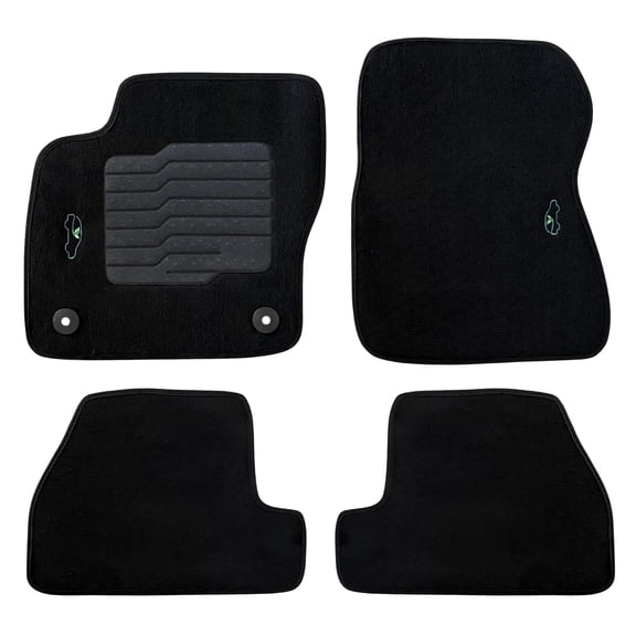 Carpet Floor Mats for 2012 to 2018 Ford Focus Hatch and Sedan with Driver Heel Pad and Safety Locks, Front and Rear, Black