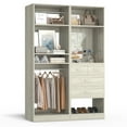 thumbnail image 4 of Homieasy 50" Closet System 2 Sets, Walk-in Closet System with 4 Wooden Drawers & 2 Hanging Rods, Heavy Duty Closet with Mirror, Wardrobe Closet for Bedroom/Closet, 50"L x 15"W x 79.7"H, White Oak, 4 of 7