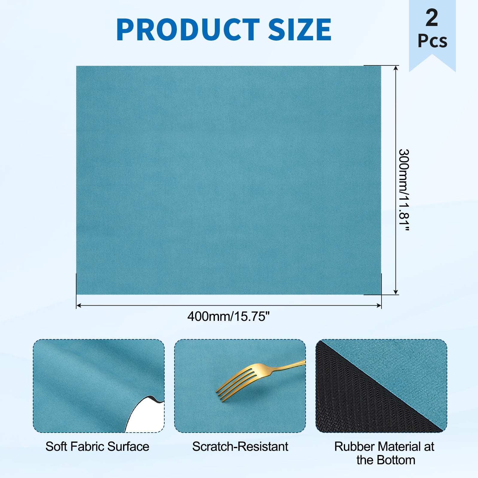Washer and Dryer Top Protector Mat 16" x 12", 2Pack - Non-Slip, Quick Drying Rubber Washing Machine Top Cover Pad for Home Kitchen Laundry Room, Blue