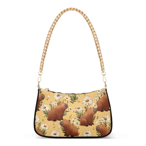 ALAZA Daisy Brown Capybara Women's Chain Shoulder Bag Hobo Handbag Tote Crossbody Purse