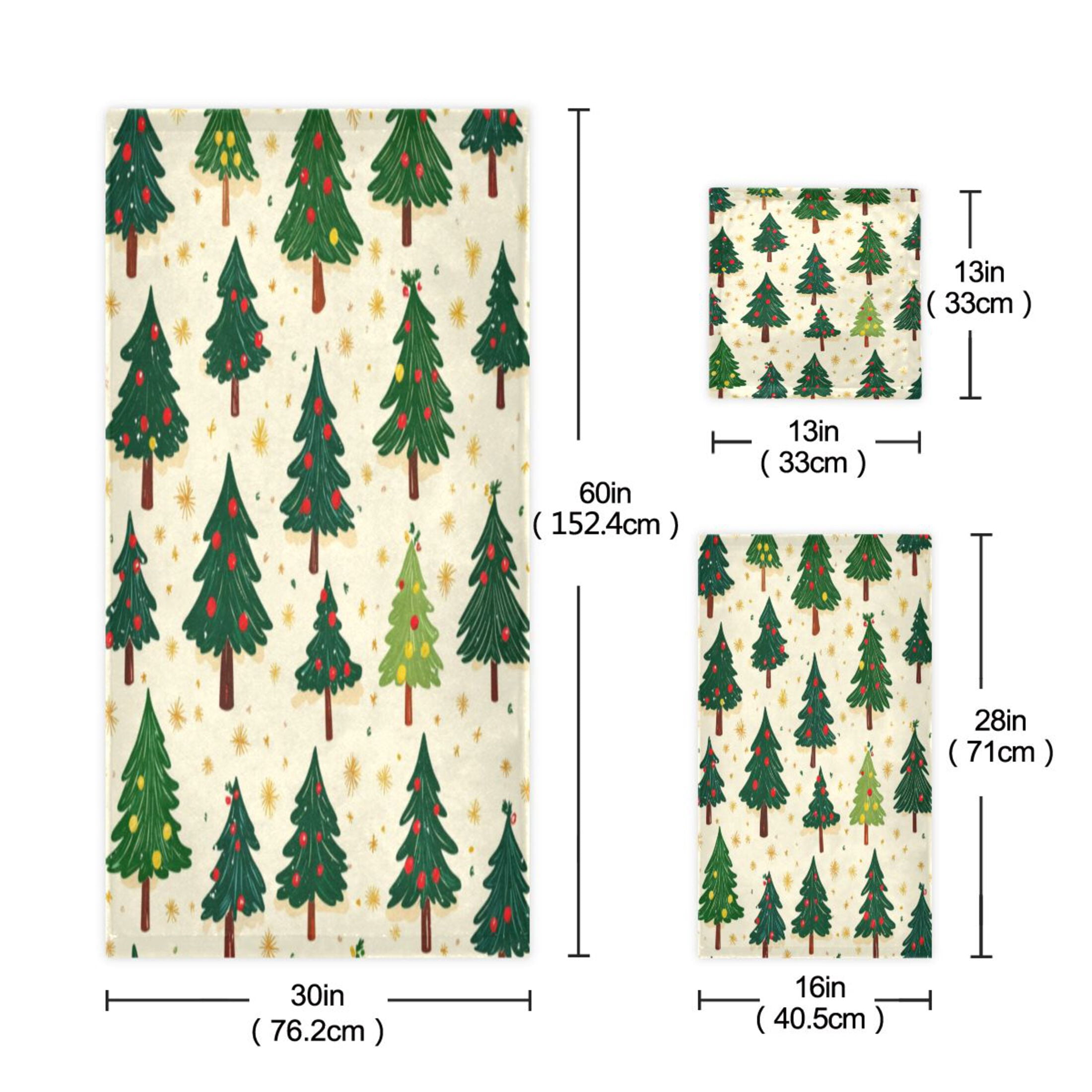 Three-Piece Towel Set Face Towel Towel Set Hand Towel Bath Towel Cotton Bath Towels Bath Towel Sets Hand Bath Towels Green Christmas Tree