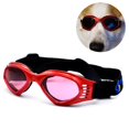 thumbnail image 1 of Gafas de sol para perros, correa ajustable para gafas de sol ultravioleta, protección impermeable para perros pequeños y medianos, marco rojo, pieza gris, 1 of 5